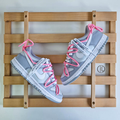 Nike Dunk Low Wolf Grey OFF WHITE Style (Pink Rope) GS